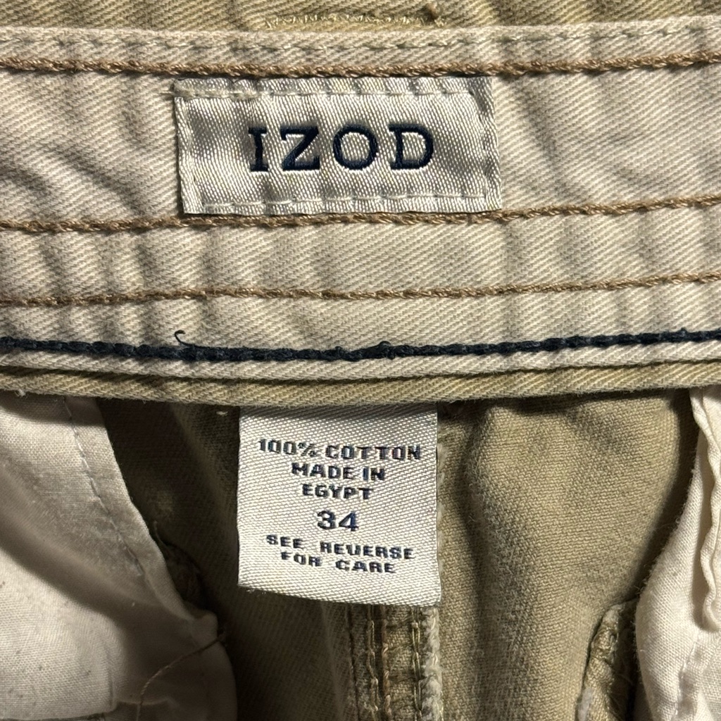 Izod Khaki Cargo Shorts Sz 34 Preowned